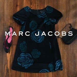 Marc Jacobs Velvet Floral Swing Dress Cap Sleeves